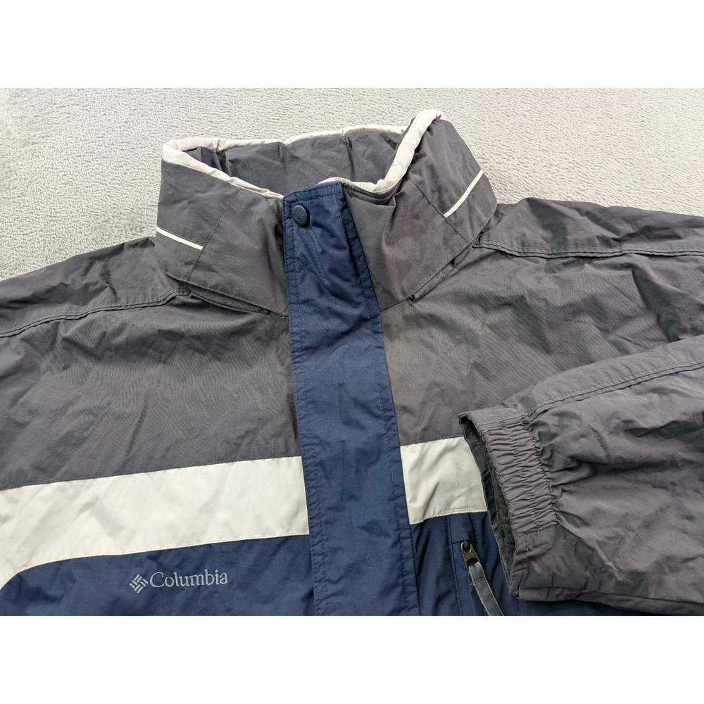 Columbia Sportswear Interchange Jacket Mens XL Navy Grey Colorblock Fleece Lined